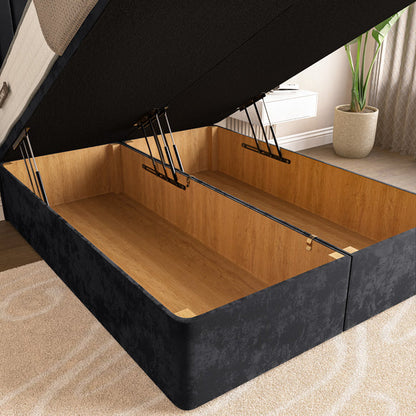 Rome Ottoman Divan Bed - Black Plush Velvet