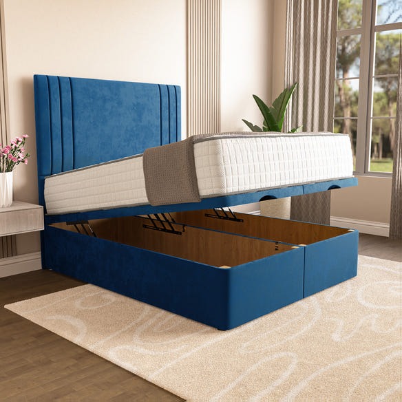 Rome Ottoman Divan Bed - Blue Plush Velvet