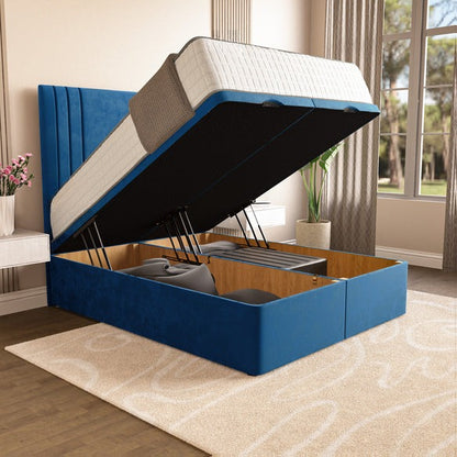 Rome Ottoman Divan Bed - Blue Plush Velvet