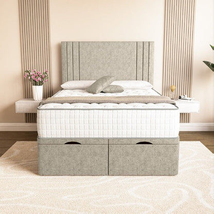 Rome Ottoman Divan Bed - Cream Chenille