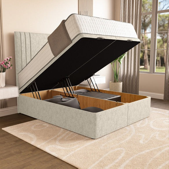 Rome Ottoman Divan Bed - Cream Chenille