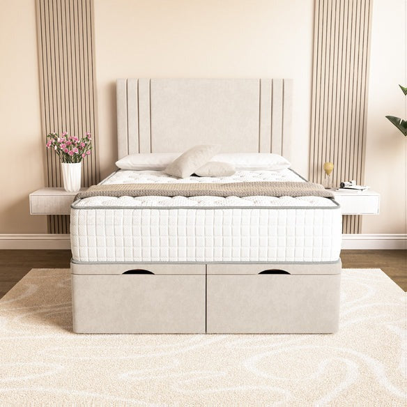 Rome Ottoman Divan Bed - Cream Naples