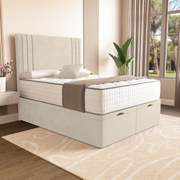 Rome Ottoman Divan Bed - Cream Plush Velvet
