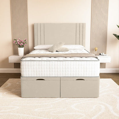 Rome Ottoman Divan Bed - Cream Plush Velvet