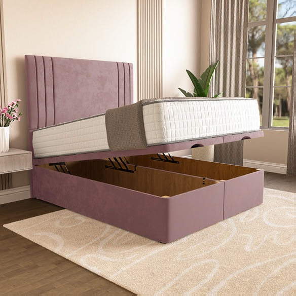 Rome Ottoman Divan Bed - Pink Plush Velvet