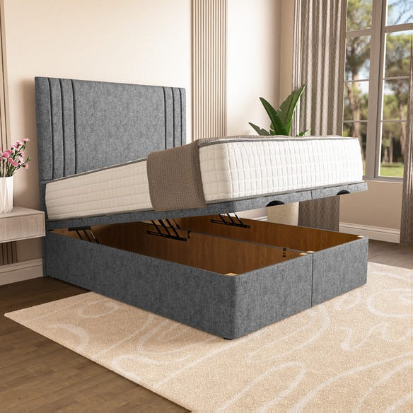 Rome Ottoman Divan Bed - Silver Chenille