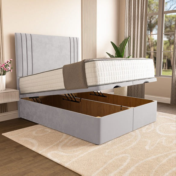 Rome Ottoman Divan Bed - Silver Plush Velvet