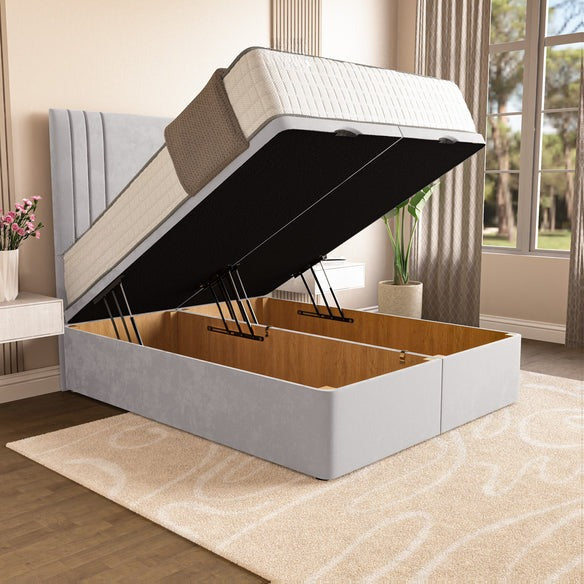 Rome Ottoman Divan Bed - Silver Plush Velvet
