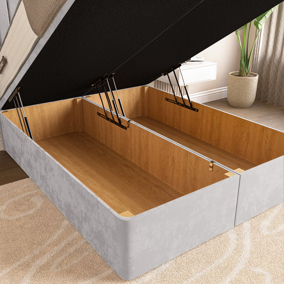 Rome Ottoman Divan Bed - Silver Plush Velvet