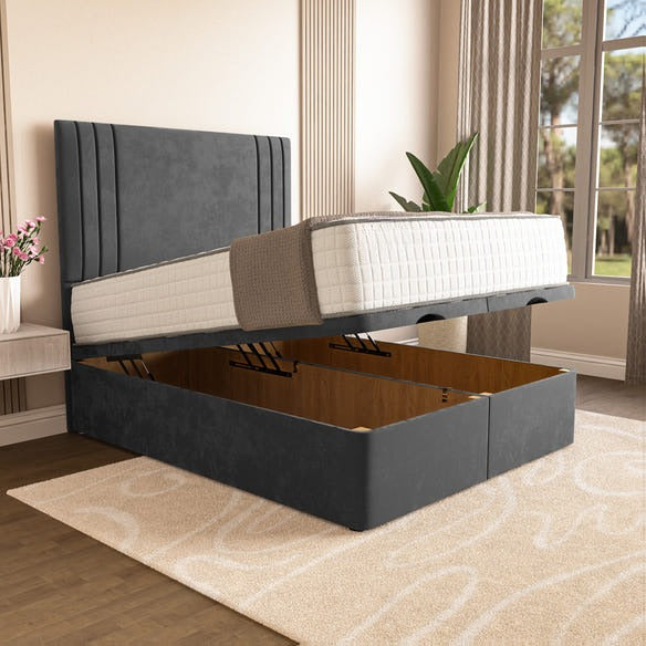 Rome Ottoman Divan Bed - Steel Plush Velvet