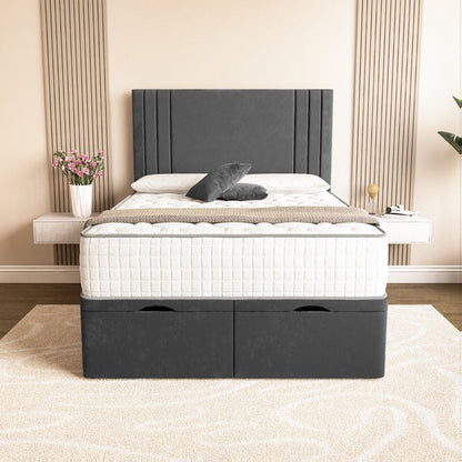 Rome Ottoman Divan Bed - Steel Plush Velvet