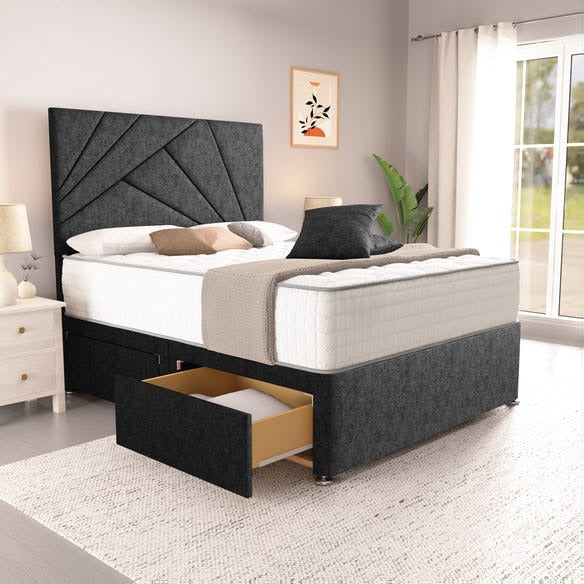 San Diego Divan Bed - Black Chenille