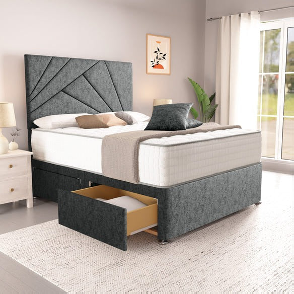 San Diego Divan Bed - Charcoal Chenille