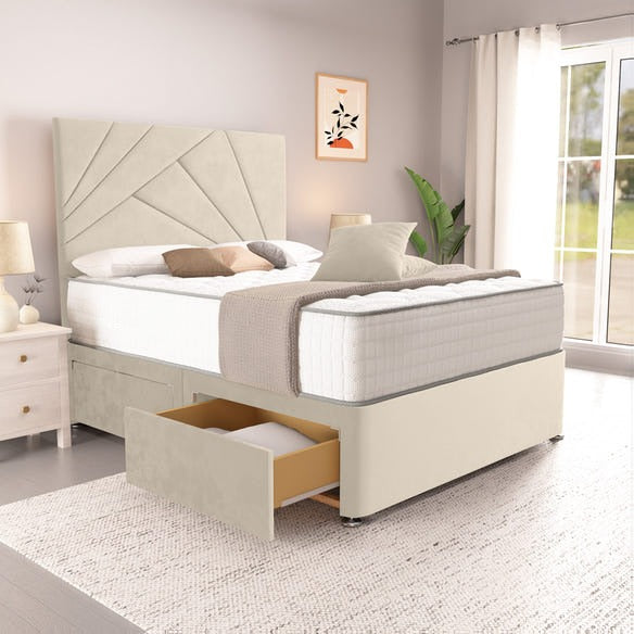 San Diego Divan Bed - Cream Plush Velvet