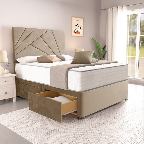 San Diego Divan Bed - Mink Plush Velvet