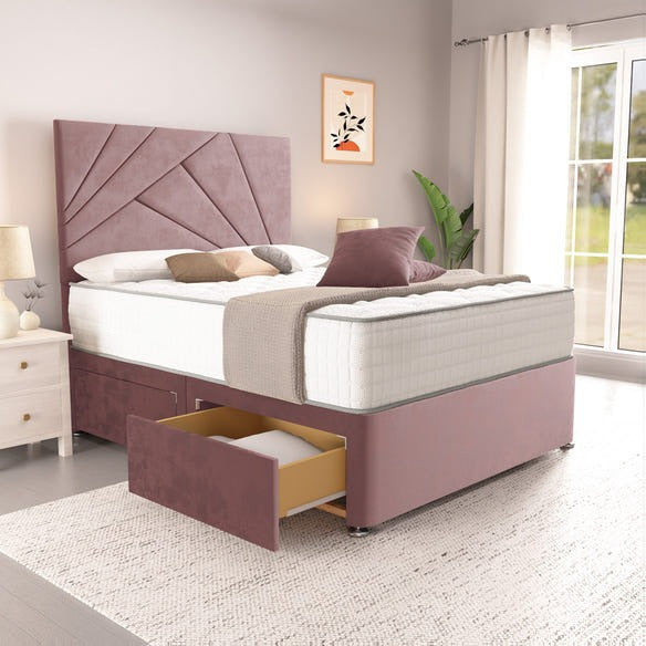San Diego Divan Bed - Pink Plush Velvet