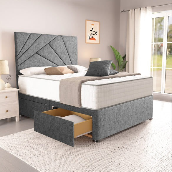 San Diego Divan Bed - Silver Chenille