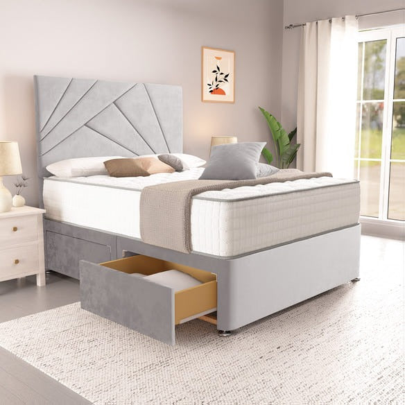 San Diego Divan Bed - Silver Plush Velvet