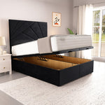 San Diego Ottoman Divan Bed - Black Plush Velvet