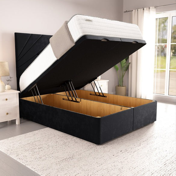 San Diego Ottoman Divan Bed - Black Plush Velvet