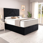 San Diego Ottoman Divan Bed - Black Plush Velvet