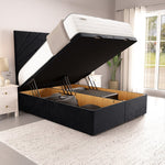 San Diego Ottoman Divan Bed - Black Plush Velvet