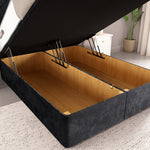 San Diego Ottoman Divan Bed - Black Plush Velvet