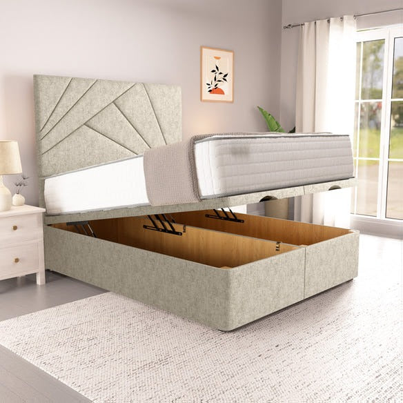 San Diego Ottoman Divan Bed - Cream Chenille