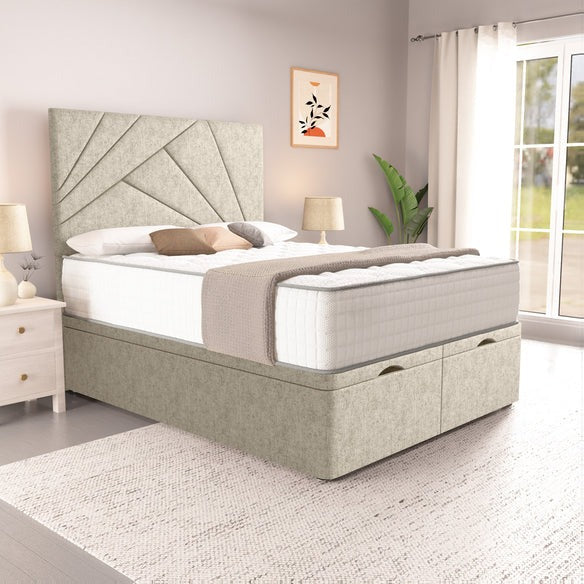 San Diego Ottoman Divan Bed - Cream Chenille