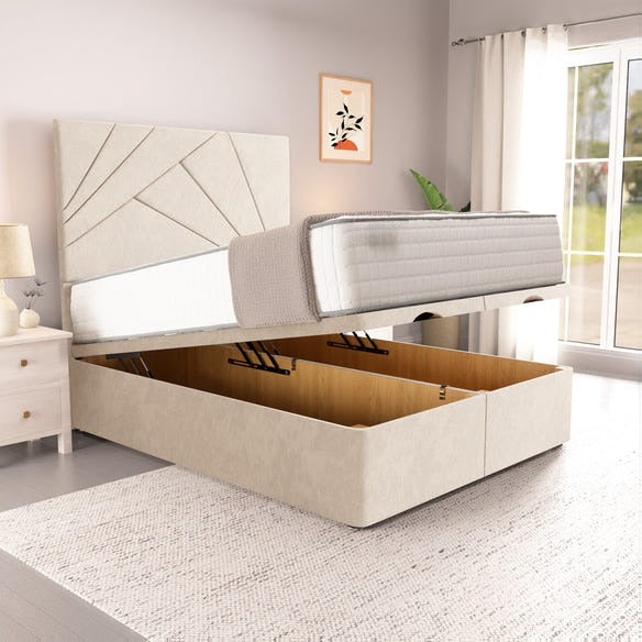 San Diego Ottoman Divan Bed - Cream Naples