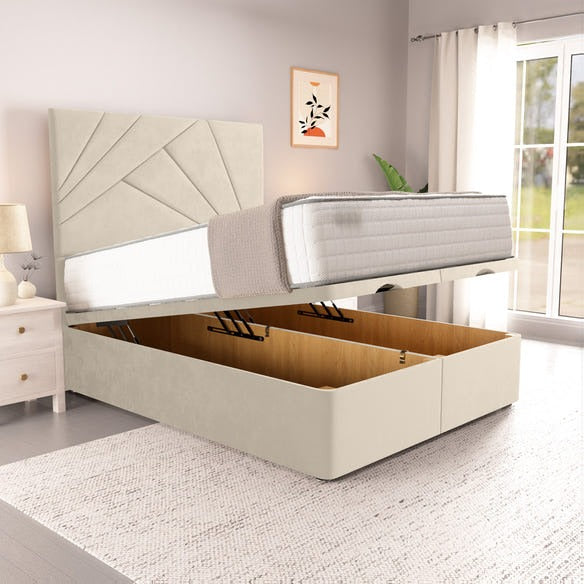 San Diego Ottoman Divan Bed - Cream Plush Velvet