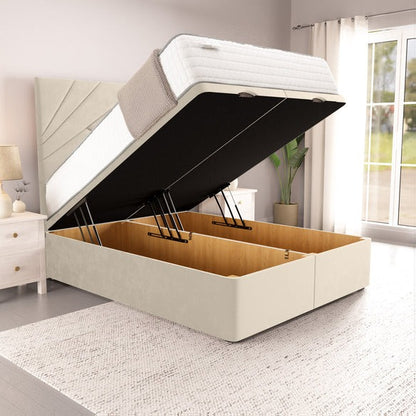San Diego Ottoman Divan Bed - Cream Plush Velvet