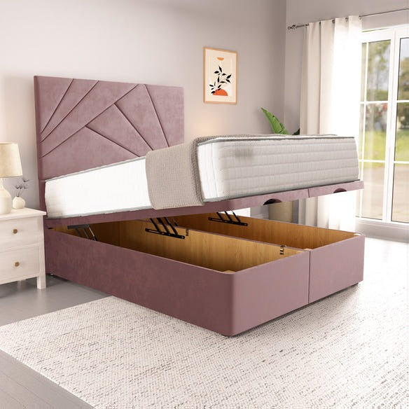 San Diego Ottoman Divan Bed - Pink Plush Velvet