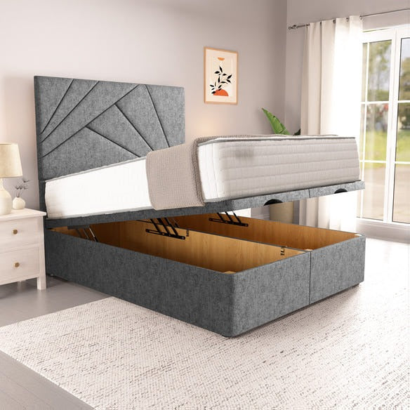 San Diego Ottoman Divan Bed - Silver Chenille