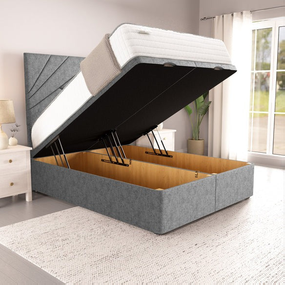 San Diego Ottoman Divan Bed - Silver Chenille
