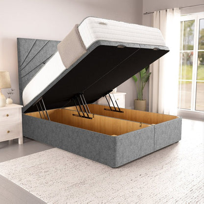 San Diego Ottoman Divan Bed - Silver Chenille