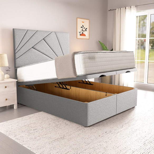 San Diego Ottoman Divan Bed - Silver Linoso