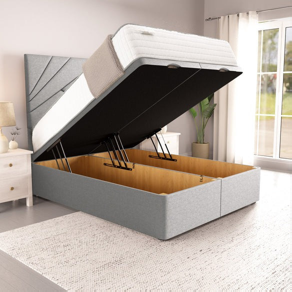 San Diego Ottoman Divan Bed - Silver Linoso