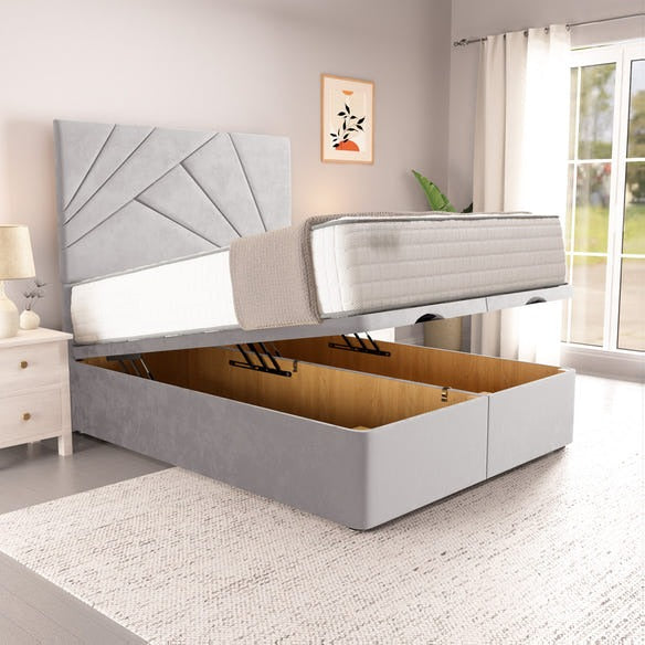 San Diego Ottoman Divan Bed - Silver Plush Velvet
