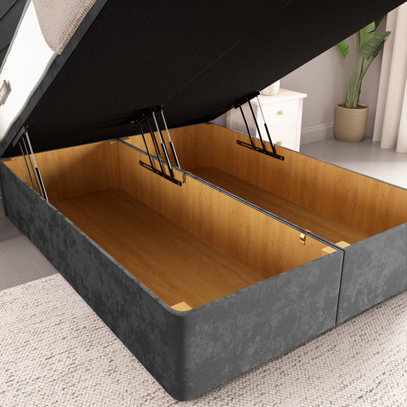 San Diego Ottoman Divan Bed - Steel Plush Velvet