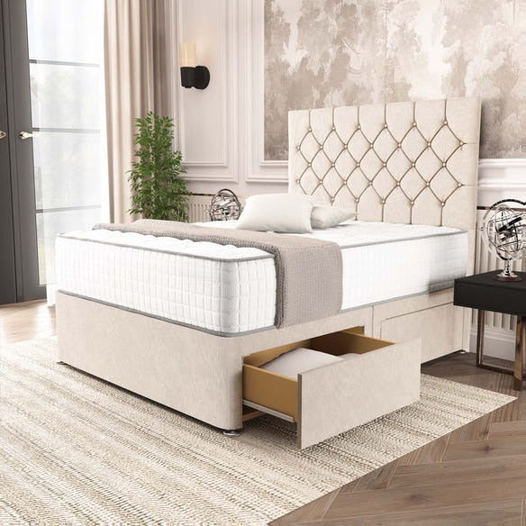 Seville Chesterfield Divan Bed - Cream Naples