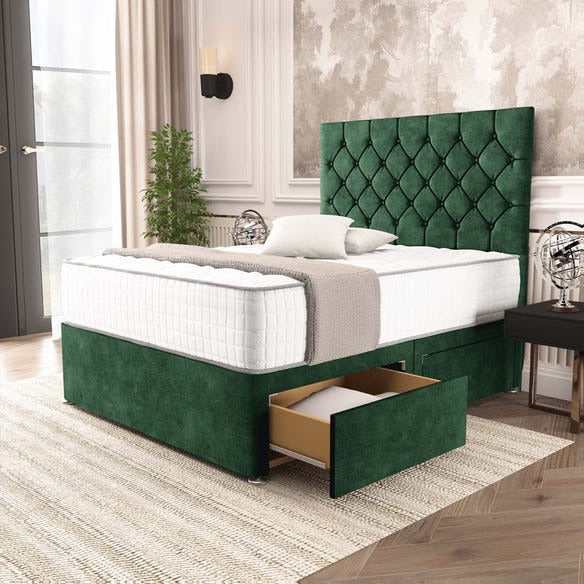 Seville Chesterfield Divan Bed - Emerald Coniston