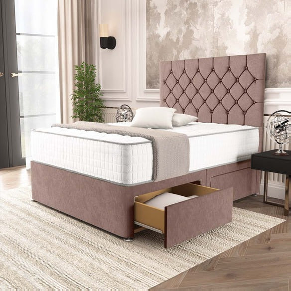 Seville Chesterfield Divan Bed - Mauve Naples