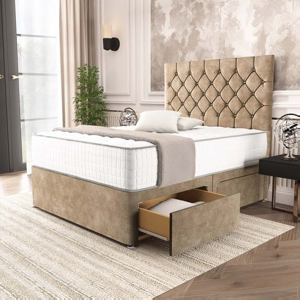 Seville Chesterfield Divan Bed - Mink Coniston