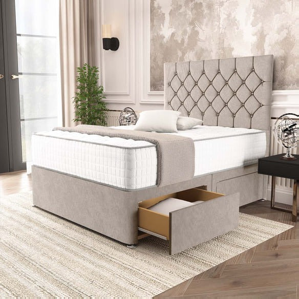 Seville Chesterfield Divan Bed - Seal Grey Naples