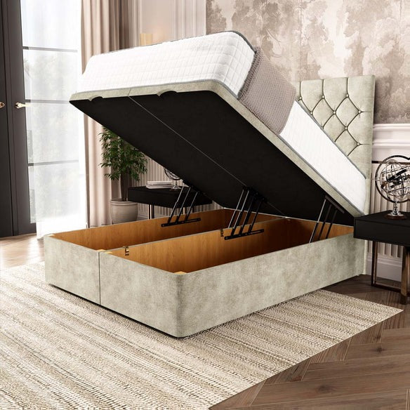 Seville Chesterfield Ottoman Divan Bed - Almond Coniston