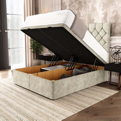 Seville Chesterfield Ottoman Divan Bed - Almond Coniston