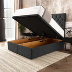 Seville Chesterfield Ottoman Divan Bed - Black Chenille