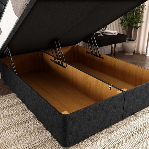 Seville Chesterfield Ottoman Divan Bed - Black Chenille