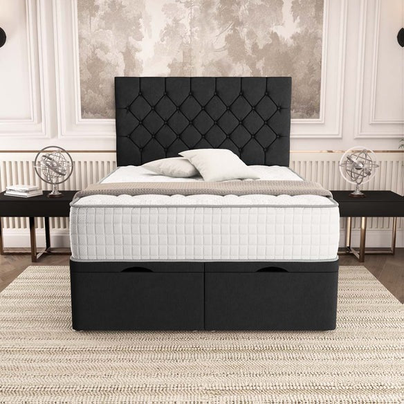 Seville Chesterfield Ottoman Divan Bed - Black Naples